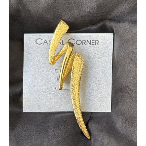 Casual Corner Signed Gold Tone Brooch Large 3 1/2" Vintage 80's NEW - Picture 2 of 9
